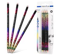 Pryma Matita in Grafite Rainbow con Gommino HB - Ø 2,8 mm, Corpo Circolare Colorato, Set 4 Pezzi, Ideale per Disegno, Scrittura e Scuola