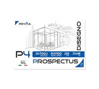 Pryma P4 Album da Disegno A3 - 20 Fogli 220 g/m² - Carta Bianca Spessa per Schizzi, Disegni Tecnici, Matite e Acquerello - Formato 33x48 cm (Fogli Ruvidi)