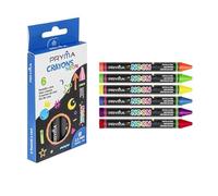 Pryma Pastelli a Cera Crayons Neon - Set 6 Pezzi, Pastelli Lavabili per Bambini con Punta Normale, Morbidi e Scorrevoli, Colori Assortiti Facili da Temperare