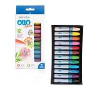 Pryma Pastelli a Olio Stick 12 Pezzi - Set Pastelli a Cera Morbidi per Disegno e Colore - Ideali per Scuola, Arte e Attività Creative