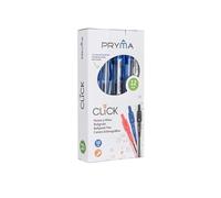 Pryma Penna a Sfera a Scatto Click 1 mm - Pacco da 12 Penne Puntale Medio per scuola, ufficio e casa (Blu)