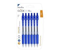 Pryma Penna a Sfera a Scatto Click Punta 1 mm 6 pz - Scrittura Fluida e Precisione (Blu)