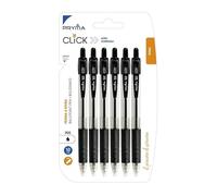 Pryma Penna a Sfera a Scatto Click Punta 1 mm 6 pz - Scrittura Fluida e Precisione (Nero)