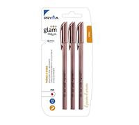 Pryma Penna a Sfera Glam 1 mm - Set 3 Pezzi Inchiostro Rosso, Scrittura Fluida e Precisa, Design Elegante per Ufficio, Scuola e Casa