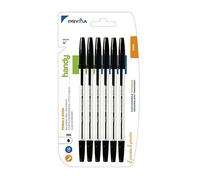 Pryma Penna A Sfera Handy | 1 Mm - Nero (6 Pezzi) - Scrittura Scorrevole e Duratura