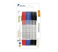 Pryma Penna a Sfera Handy con Fusto Trasparente, Punta da 1 mm - Scrittura Fluida e Precisa (Blu, Rosso e Nero, 12 pezzi)