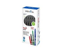 Pryma Penna Cancellabile Reset 0.7 mm con Gomma - Scrittura Fluida e Precisa, Confezione da 12 Pezzi (Nero)