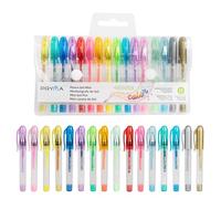Pryma Penna Gel Mini 9 cm - Set 16 Penne a Gel Colorate (0,8-1 mm) - Inchiostro Ultrabright con Tappo e Clip
