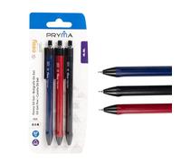 Pryma Penna Oil Gel Easy 0.7mm - Set 3 Pezzi (Rosso, Blu, Nero) | Scrittura Fluida e Confortevole per Scuola e Ufficio