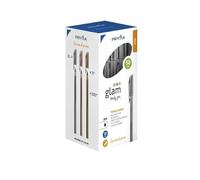 Pryma Penna Sfera Glam 1mm - Confezione 50 Penne Eleganti con Scrittura Scorrevole e Design Raffinato (Inchiostro Nero)