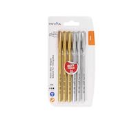 Pryma Penne a Sfera Glam 1mm Set 6 Pezzi - Inchiostro Blu e Nero, Scrittura Scorrevole e Design Elegante per Ufficio, Scuola e Casa