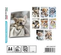 Pryma Quaderno Maxi A4 - 42 Fogli 80 g | Quaderni Scuola con Copertina Teneri Cuccioli, Resistenti e Colorati - Confezione 10 pz (Righe 1R)