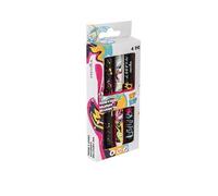 Pryma Set di 4 Penne a Sfera a Scatto con Punta da 1 mm - Linea Hip Hop - Scrittura Fluida, Design Colorato, Inchiostro Nero - Ideali per Scuola, Ufficio, Casa