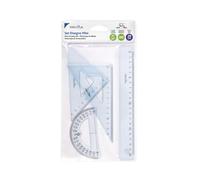 Pryma Set Geometrico Completo | Squadra 45° e 60° + Riga 20 cm + Goniometro 180° - Strumenti di Precisione per Scuola, Ufficio e Disegno Tecnico