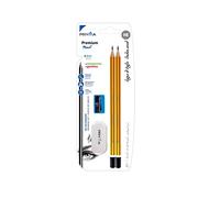 Pryma Set Matite in Grafite Premium con Temperino e Gomma | 2 Matite HB Ø 2,8 mm per Scrittura, Disegno Tecnico e Artistico