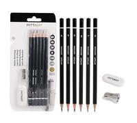 Pryma Set Matite Sketching - 6 Matite in Grafite (B, 2B, 4B, 6B, 2H, HB) con Gomma e Temperino, Kit Completo per Disegno, Schizzi e Arte Professionale