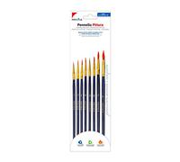 Pryma Set Pennelli da Pittura - Punta Tonda, 8 Misure Diverse - Pennelli Professionali per Acrilico, Acquerello, Olio, Tempera - Manico Ergonomico e Setole Resistenti