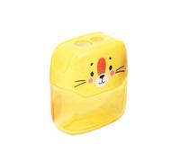 Pryma Temperino con Contenitore 2 Fori - Appuntamatite Doppio Serbatoio per Scuola, Giallo Animals