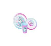 Pryma Unicorn Friends Set Piatto 21 cm, Ciotola 16,5 cm + Bicchiere 250 ml - Set per Bambini con Design Unicorno, Ideale per Pranzi e Merende