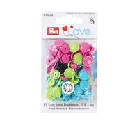 PrymLove a Forma di Fiore Bottoni colorsnaps Chiusure a Scatto, plastica, Turchese/Verde Mela/Rosa Brillante, 13,6 mm, 30