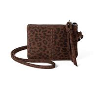 Pryntopha Portafoglio porta badge leggero leopardi pratico borsa da collo in pelle PU borsa alla moda per donne e ragazze cordino leopardo, Stampa leopardata caffè