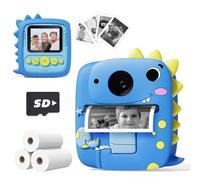 Prysyedawn Fotocamera per bambini con stampa istantanea, regalo di compleanno per bambini dai 3 agli 8 anni, fotocamera digitale 1080P con copertura in silicone, giocattoli da viaggio portatili per