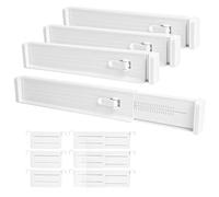 PRZRAO 10 Pezzi Divisori per Cassetti Regolabili 33-58 cm Separatori Plastica Bianco per Cucina, Comò, Camera da Letto, Bagno