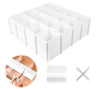 PRZRAO 10 Pezzi Separatori per Cassetti,32x11cm Divisori per Cassetti Regolabili Organizzatore per Cassetti in Plastica con 30pcs Accessori di Fissaggio per Ufficio Cucina o Camera da letto