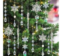 PRZRAO 18 Pezzi Acrilico Decorazioni Albero di Natale Fiocchi di Neve per Albero di Natale Decorazione Invernale Fai Da Te Addobbi Albero di Natale Ornamenti di Cristallo per la Festa di Natale