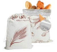 PRZRAO 2 Pezzi Sacchetto Pane 49x35cm, Extra Grande Riutilizzabile Con Interno in Plastica, Salva Freschezza per Pane