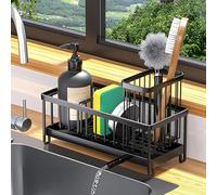 PRZRAO Organizzatore per Lavello, Porta Spugne Lavello Cucina, Porta Spugna da Cucina con Vassoio di Drenaggio Automatico, Organizer Lavello Cucina in Acciaio inossidabile