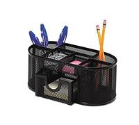 Przybornik na biurko Q-CONNECT Office Set, metalowy, z szufladka, czarny