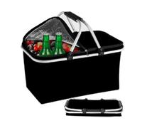 PrzydaSie Borsa termica per la spesa, cestino da picnic, grande cestino termico isolato, borsa termica per ufficio, campeggio, picnic, viaggi, supporto laterale verticale, 43 x 23 x 21 cm (2 maniglie