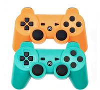 PS-3 Controller 2 Pack, Dual Shock 3 Wireless Gamepad Joystick for PlayStation 3, Compatible with PS-3 Console, Ergonomic Design, Rechargeable Battery, Vibration Feedback - 2 Controllers in Set
