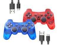 PS-3 Controller 2 Pack, Dual Shock 3 Wireless Gamepad Joystick for PlayStation 3, Compatible with PS-3 Console, Ergonomic Design, Rechargeable Battery, Vibration Feedback - 2 Controllers in Set