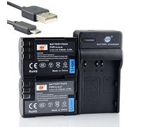 PS-BLM1 BLM-1 BLM1 DSTE - Batteria agli ioni di litio da 7,4 V, 2100 mAh, confezione da 2 + caricatore micro USB, compatibile con Olympus BLM5, PS-BLM5, BLM-5, EVOLT E-300, E-330, E-500, C-7070, C