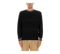 PS By Paul Smith - Maglione Girocollo con Bordi a Righe - - Knitwear - Uomo - Nero - M