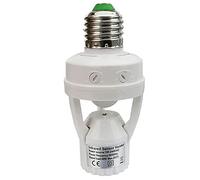 PS-TECH Portalampada con Sensore di Movimento PIR E27, 360°, Regolazione Tempo 10s-5min e Luce 3-2000 Lux, per Interni fino a 60W