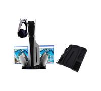 PS5 Slim Vertical Stand with Cooling Fan and Dual Controller Charger Station Compatible Playstation 5 Slim Console with Headset Holder