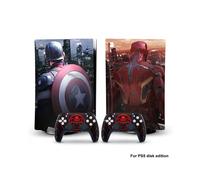 PS5dg-0362 - Adesivo in vinile con skin Capitan America Iron Man Venom per console PS5 Disk Edition e 2 controller