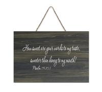 Psalm 119:103 Wall Art How Sweet Are Your Words to My Taste Sweeter Than Honey to My Mouth Cartello in legno con scritta in lingua inglese "How Sweet Are Your Words to My Taste Sweeter Than Honey to