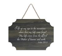 Psalm 121:1 2 I Lift My Eyes Up to The Hills Where Does My Help Come From The Lord Maker Heaven E Cartello in legno da parete 15,4 x 25,4 cm, rustico, da appendere, per porta d'ingresso, soggiorno