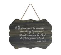Psalm 121:1 2 I Lift My Eyes Up to The Mountains Where Does My Help Come From Lord Maker Heaven Cartello di benvenuto in legno rustico per portico anteriore porta decorazione da parete casa colonica