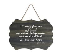 Psalm 130:5 - Decorazione da parete rustica in legno con scritta "I Wait for The Lord My Whole Being Waits And in His Word I Put My Hope", in legno, decorazione da parete per soggiorno, camera da