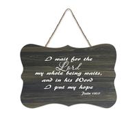 Psalm 130:5 Wall Art I Wait for The Lord My Whole Being Waits And in His Word I Put My Hope, targa da parete in legno rustica da parete in legno poster decorativo per la casa 15,2 x 25,4 cm