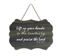 Psalm 134:2 Lift Up Your Hands in The Sanctuary And Praise The Lord - Targa da parete in legno, rustica, da parete, per ufficio, nuova casa, regali, 15,2 x 25,4 cm