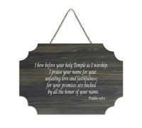 Psalm 138:2 I Bow before Your Holy Temple As I Worship I Praise Your Name for Your Unfailing Love A Rustic Wood Welcome Sign for Front Portico Door Wall Decoration Farmhouse Cartello in legno 15,2 x