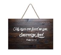 Psalm 141:8, decorazione da parete in legno con citazione "I miei occhi sono fissi su te", cartello rustico in legno da appendere, decorazione da parete per soggiorno, camera da letto, porta, finestra