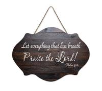 Psalm 150:6 Let Everything That Has Breath Praise The Lord Hanging Wall Placca in legno rustica da parete in legno cartello artistico da parete citazioni poster moderno ufficio nuova casa regali 15,2