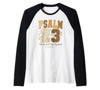Psalm 23 The Lord Is My Shepherd Stitched Vintage Christian Maglia con Maniche Raglan